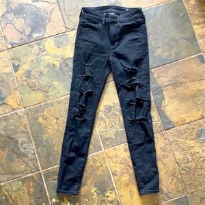 American Eagle women’s ripped Ne(x)t level curvy jeggings